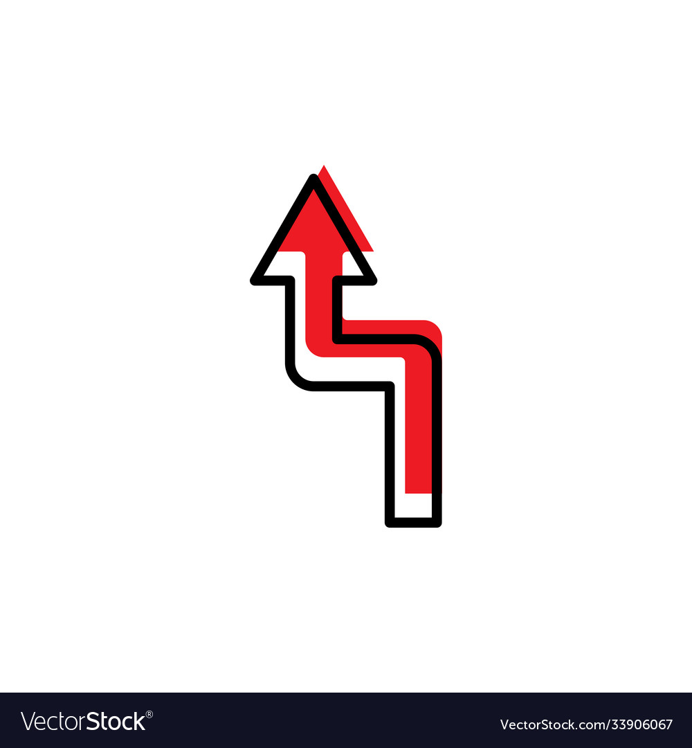 Road arrow flat icon reverse curve design template Vector Image Road arrow flat icon reverse curve design template
