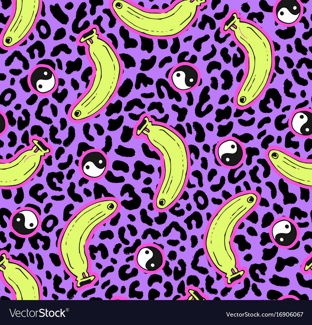 Seamless leopard banana pattern