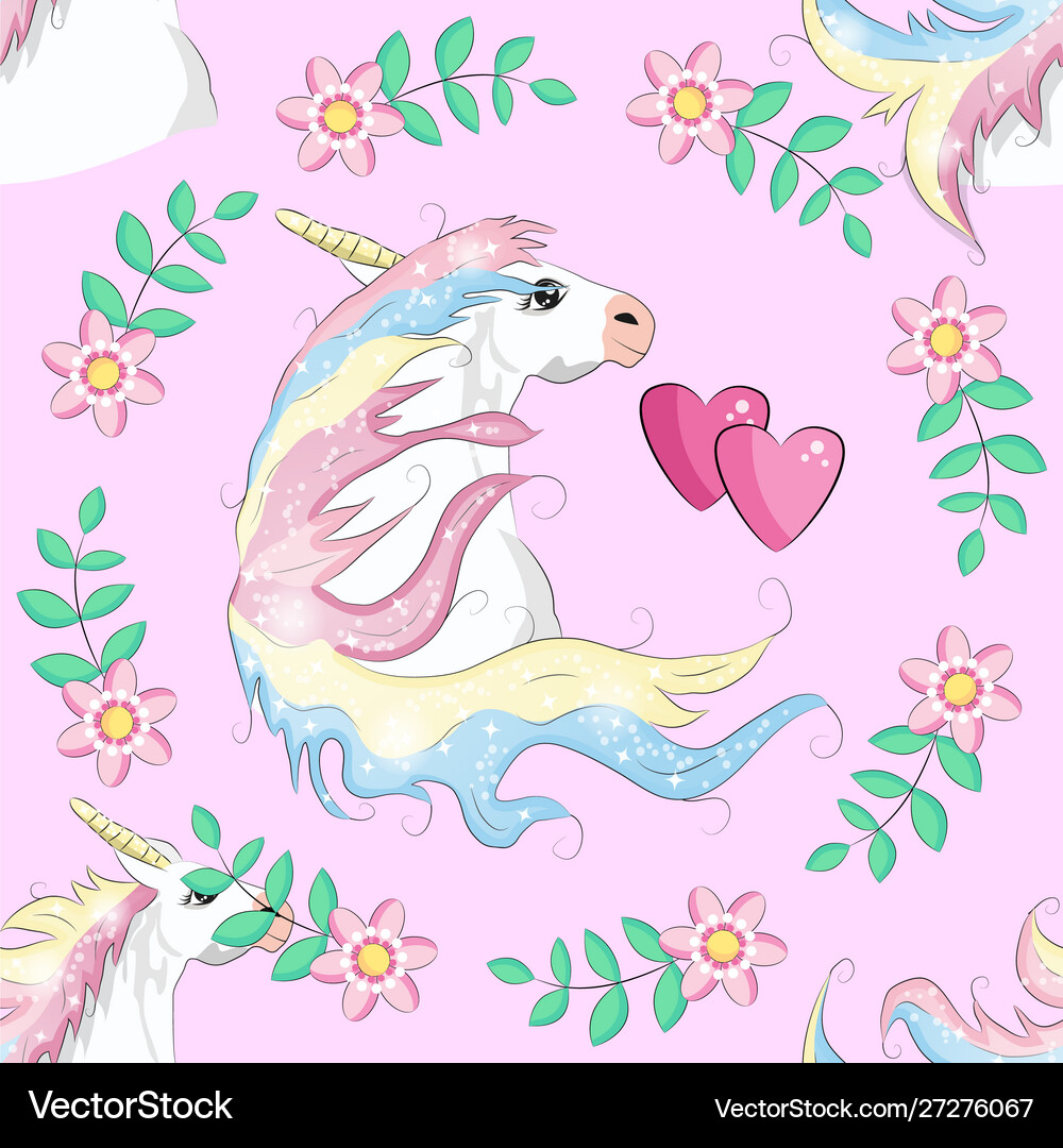 Seamless unicorn pattern magic background Vector Image