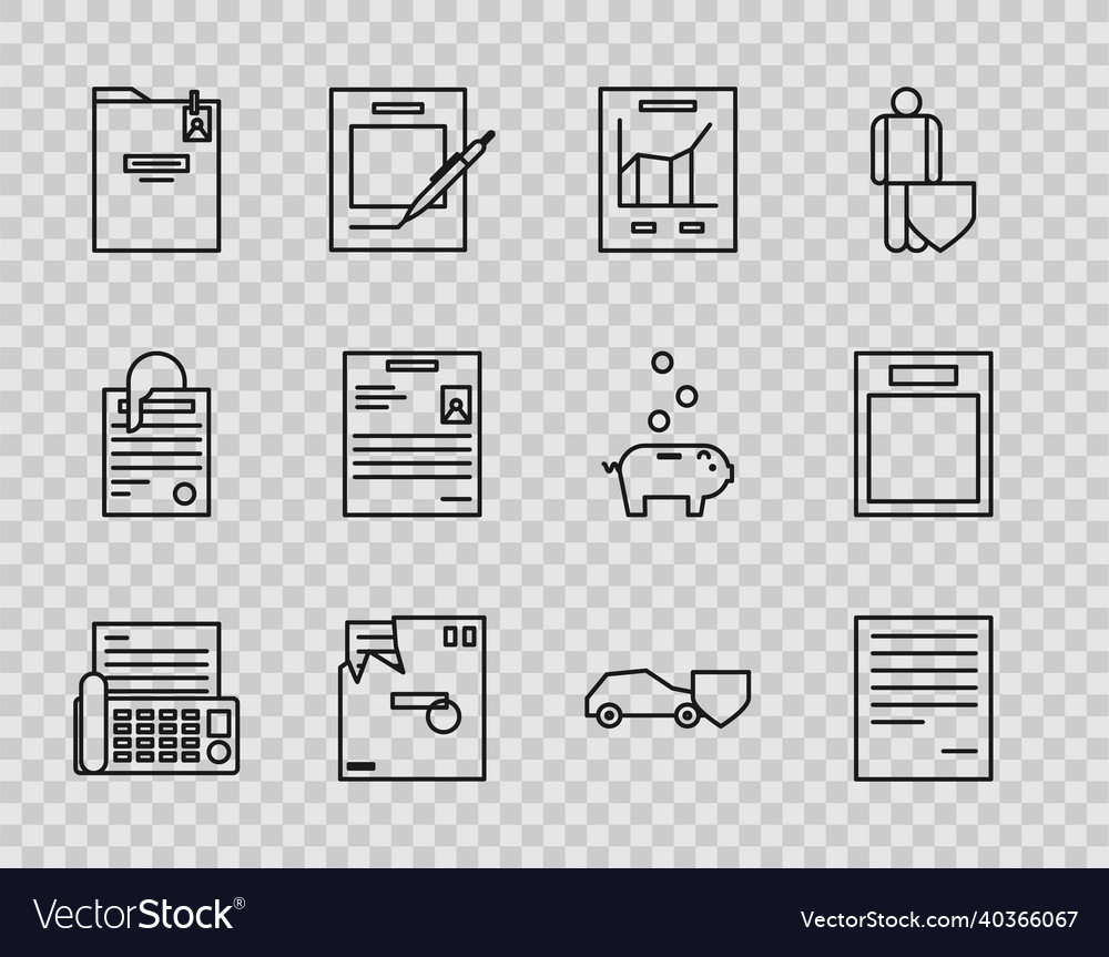 Set line fax machine document with graph chart vector image Set line fax machine document with graph chart