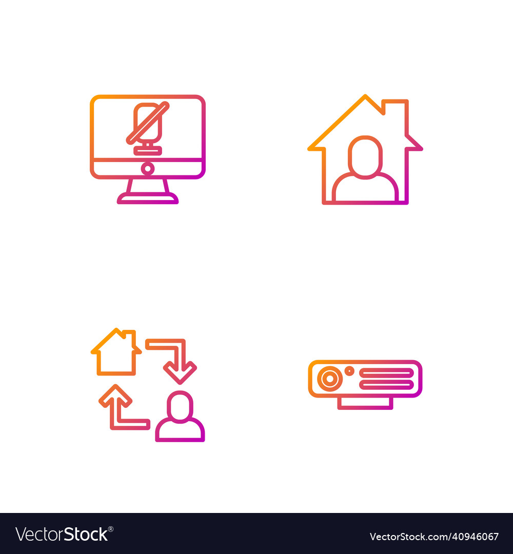 Set line web camera online working mute vector image Set line web camera online working mute