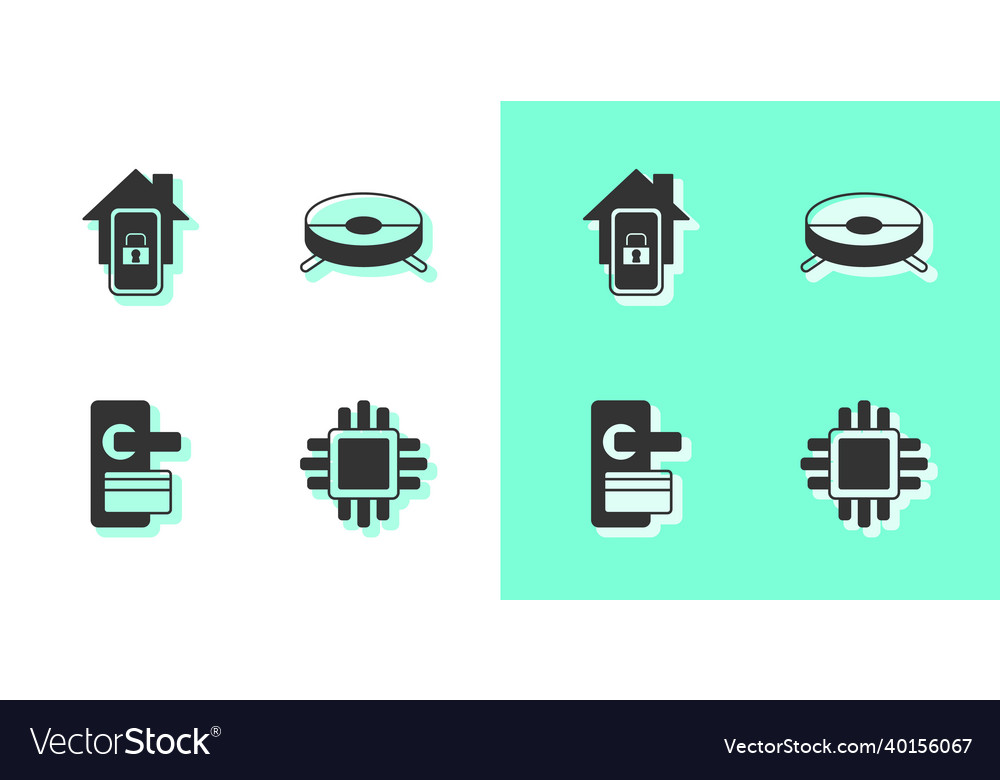 Set processor with cpu mobile smart home digital Vector Image Set processor with cpu mobile smart home digital