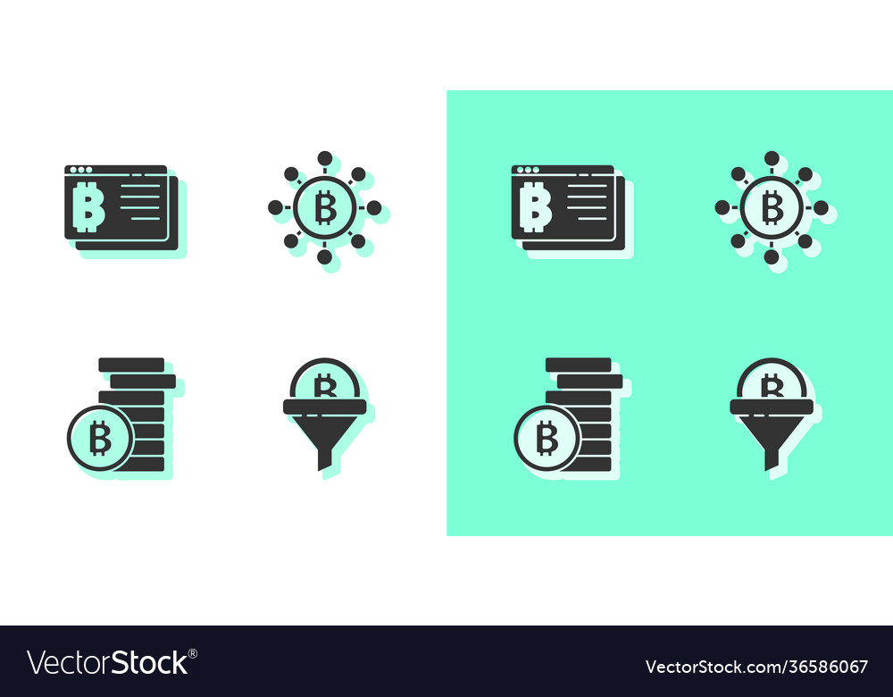 Set sales funnel with bitcoin browser vector image Set sales funnel with bitcoin browser