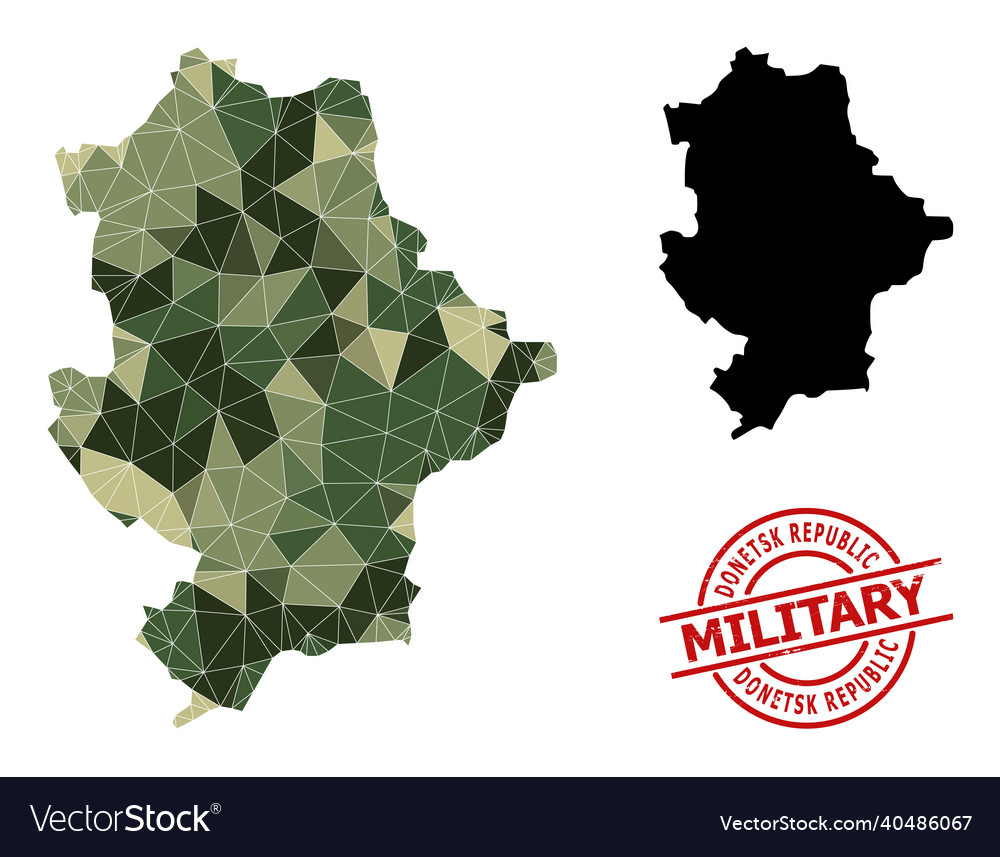 Triangulated mosaic map of donetsk republic Vector Image