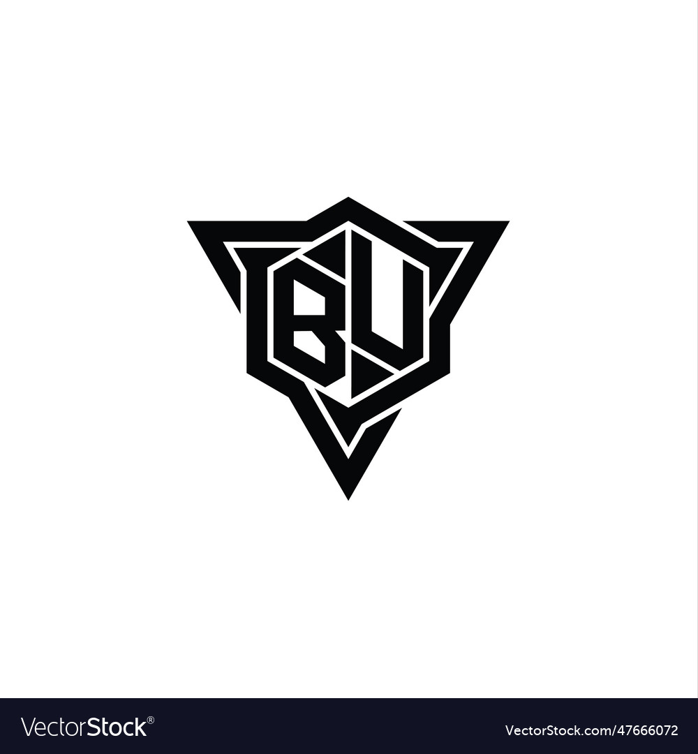 Bu logo monogram hexagon shape with triangle Vector Image Bu logo monogram hexagon shape with triangle