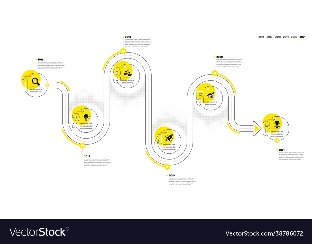 Business Infografik 6 Schritte Zeitleiste Workflow