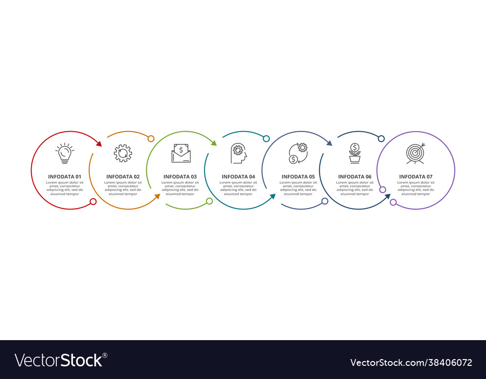 Circle elements graph diagram with 7 steps Vector Image Circle elements graph diagram with 7 steps