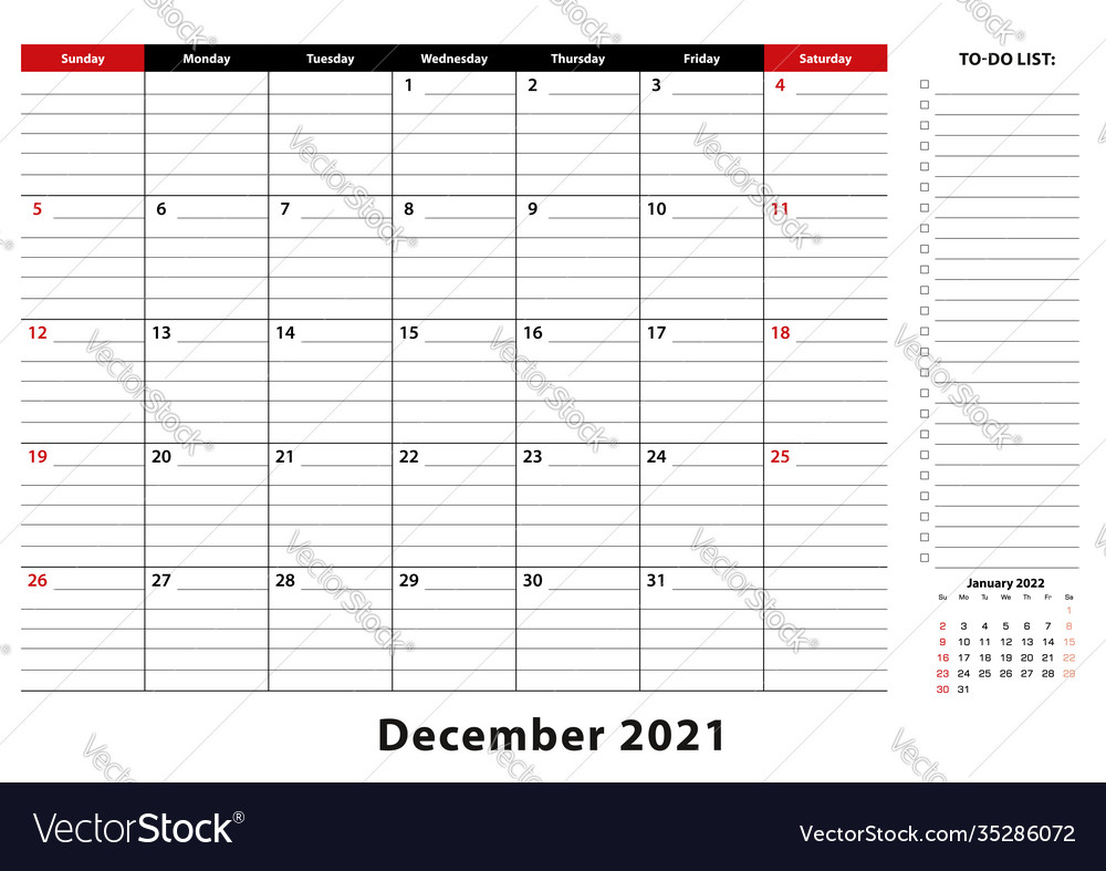 Dezember 2021 monatlicher Schreibtisch Pad Kalender Woche