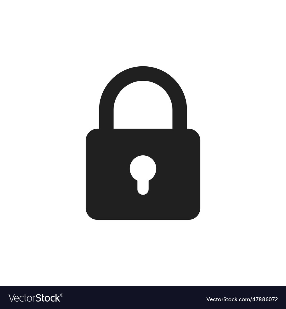 Flat simple black lock padlock icon in background vector image Flat simple black lock padlock icon in background