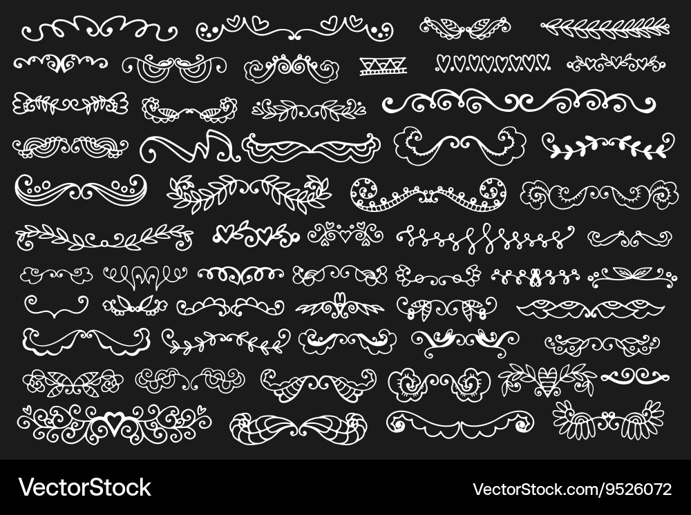 Hand drawn floral elements set Royalty Free Vector Image
