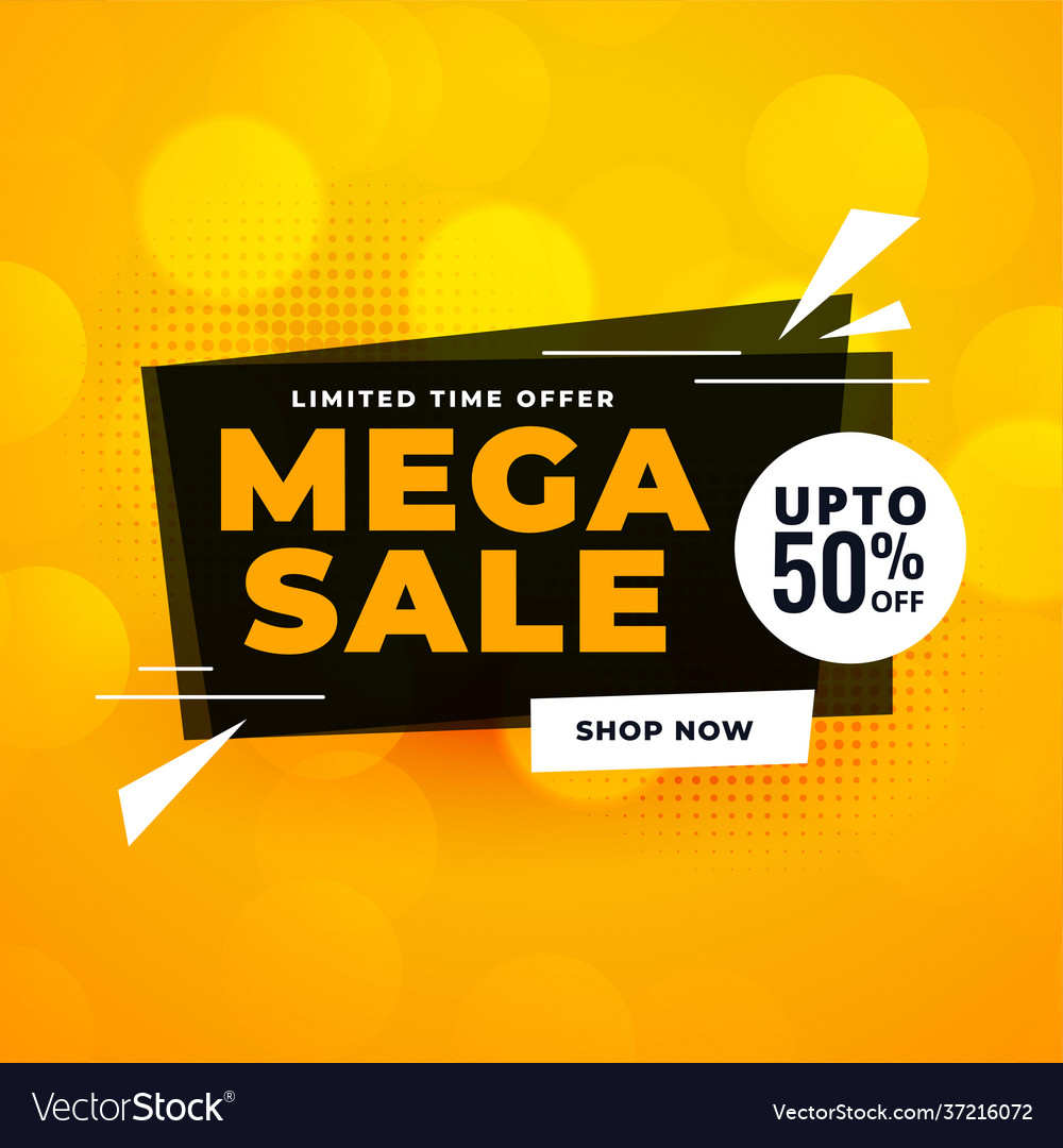 Mega sale discount banner promo template Vector Image