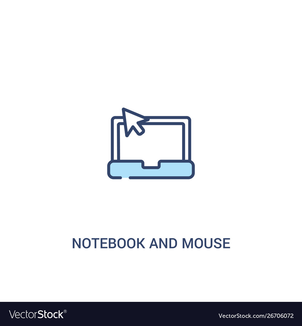 Notebook and mouse cursor concept 2 colored icon vector image Notebook and mouse cursor concept 2 colored icon