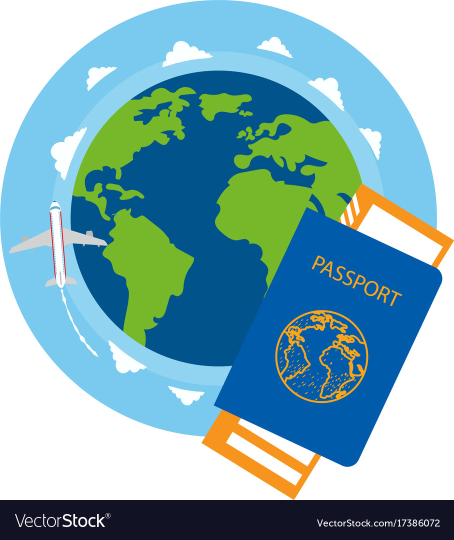 Passport Ticket Globe Plane Resorts And Tourism Vector Image