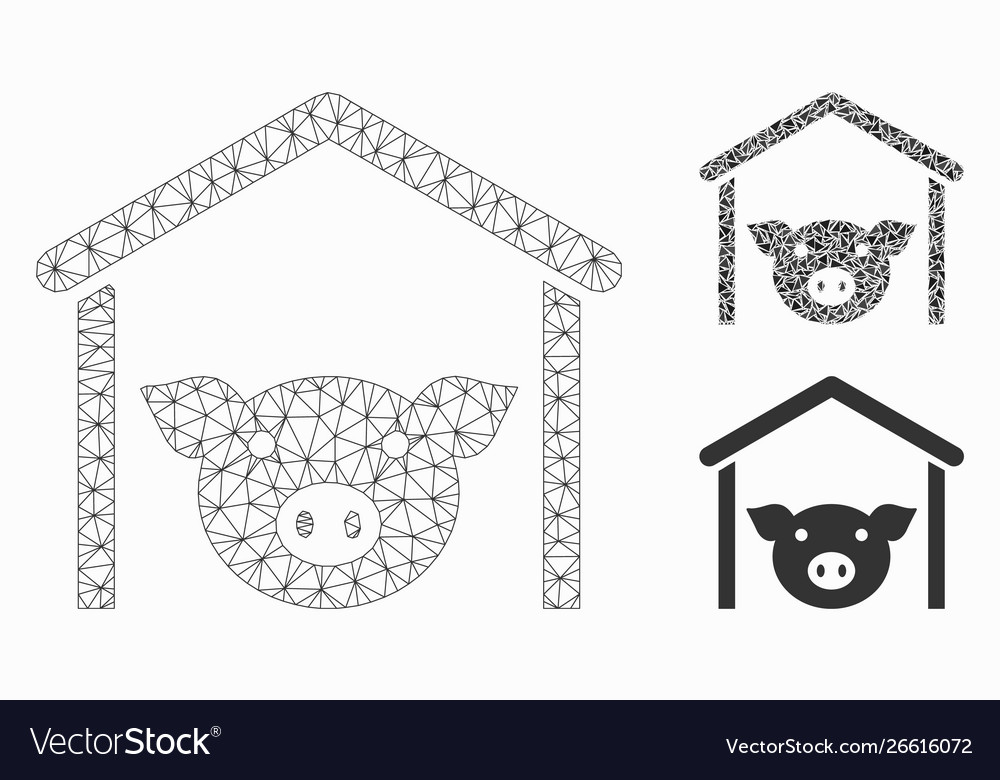 Pig farm mesh network model and triangle vector image Pig farm mesh network model and triangle