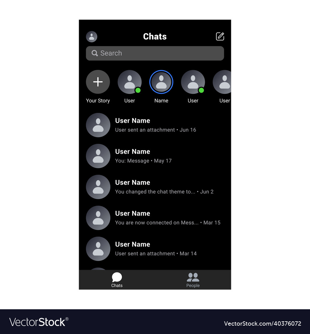 Screen interface in social media application vector image Screen interface in social media application