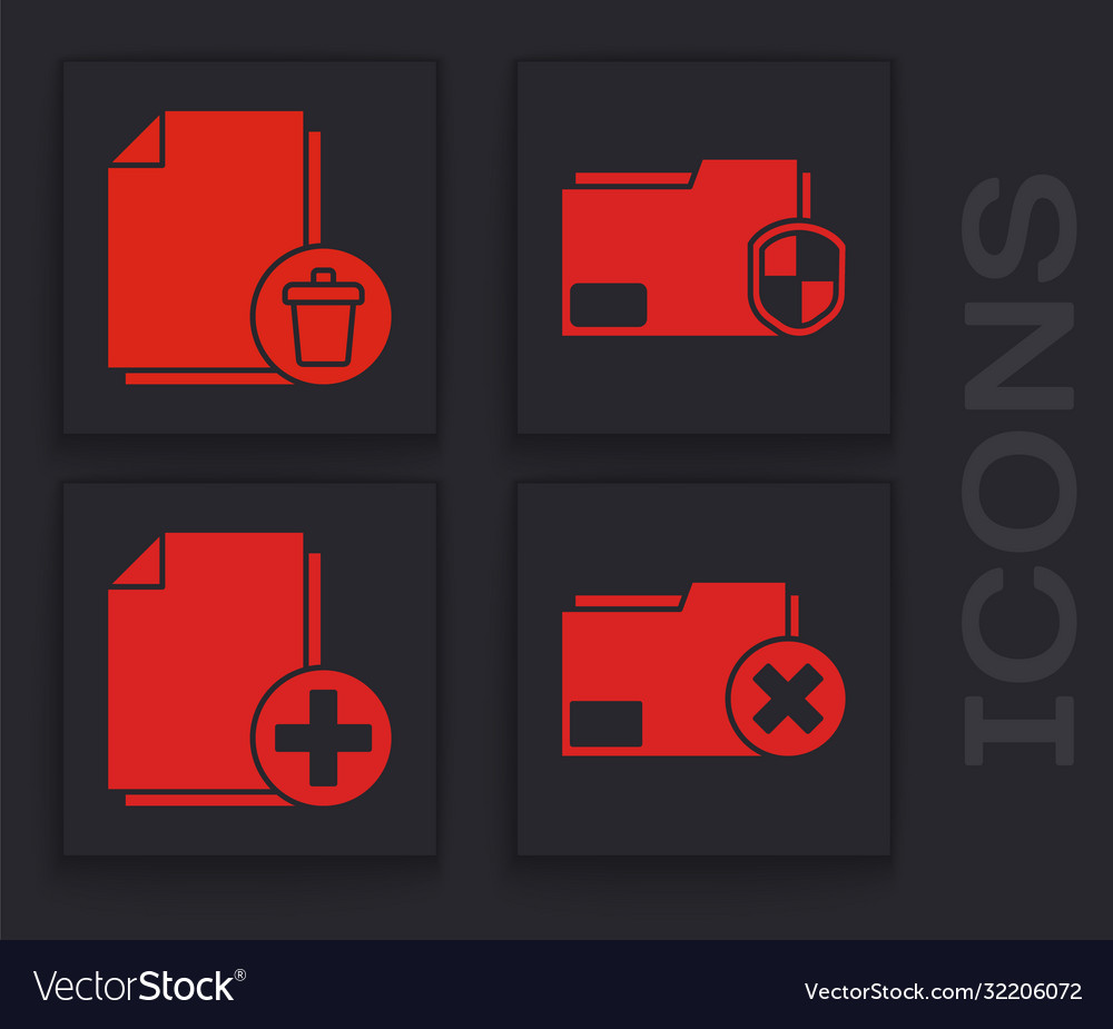 Set delete folder file document vector image Set delete folder file document