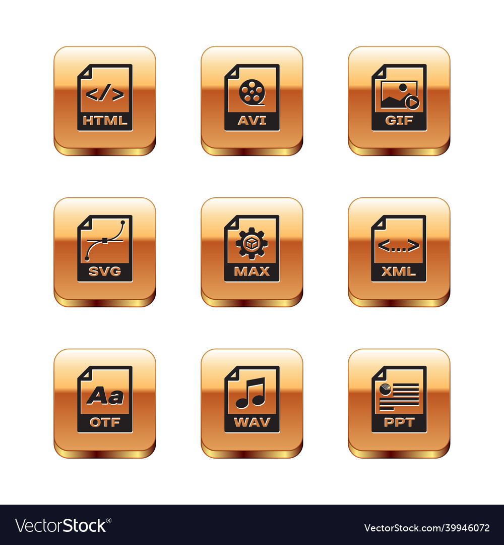 Set html file document otf wav max svg and gif vector image Set html file document otf wav max svg and gif