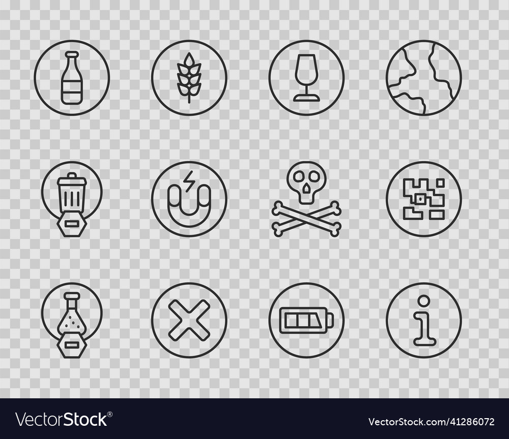 Set line test tube and flask information fragile vector image Set line test tube and flask information fragile