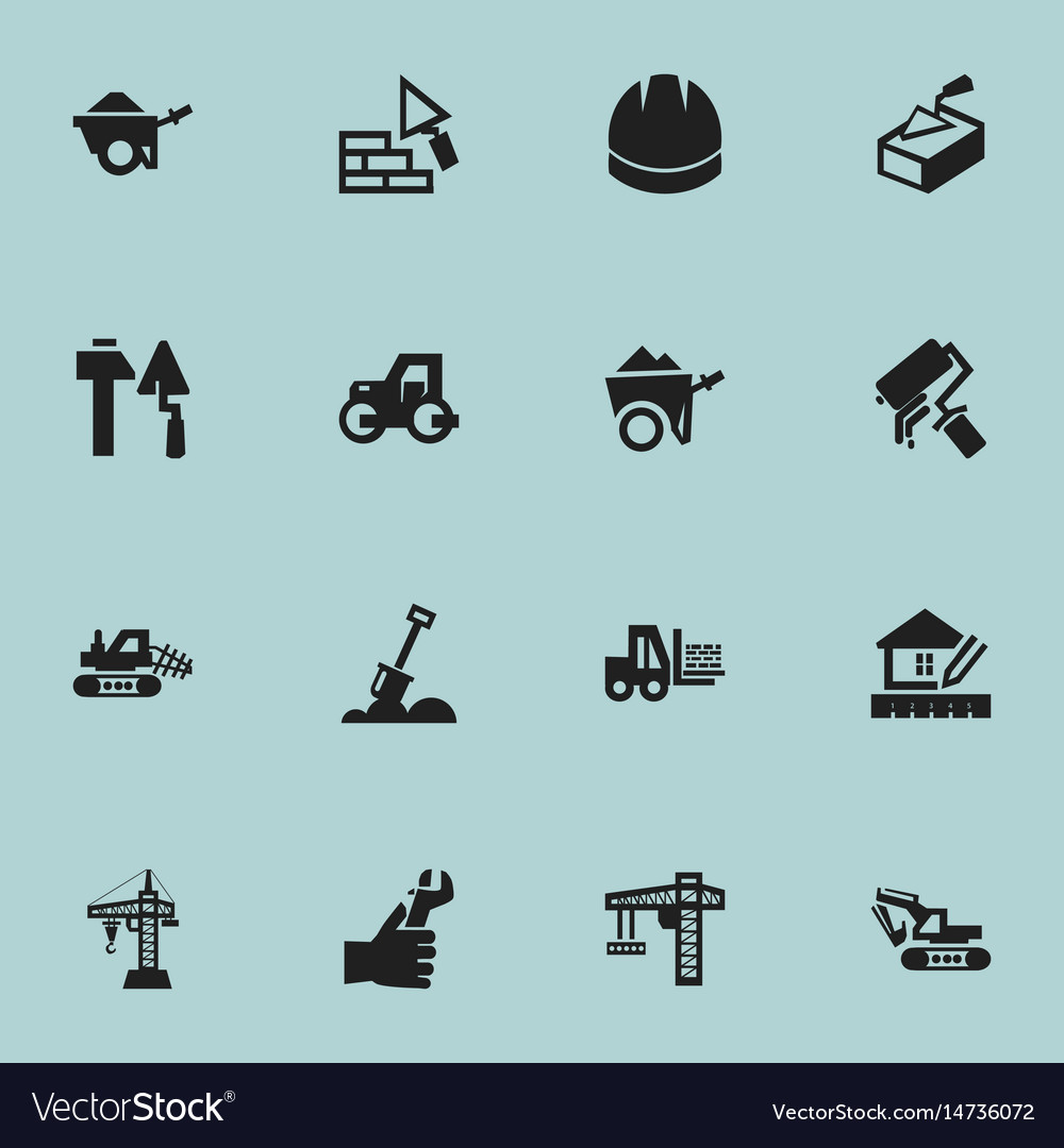 Set of 16 editable building icons includes