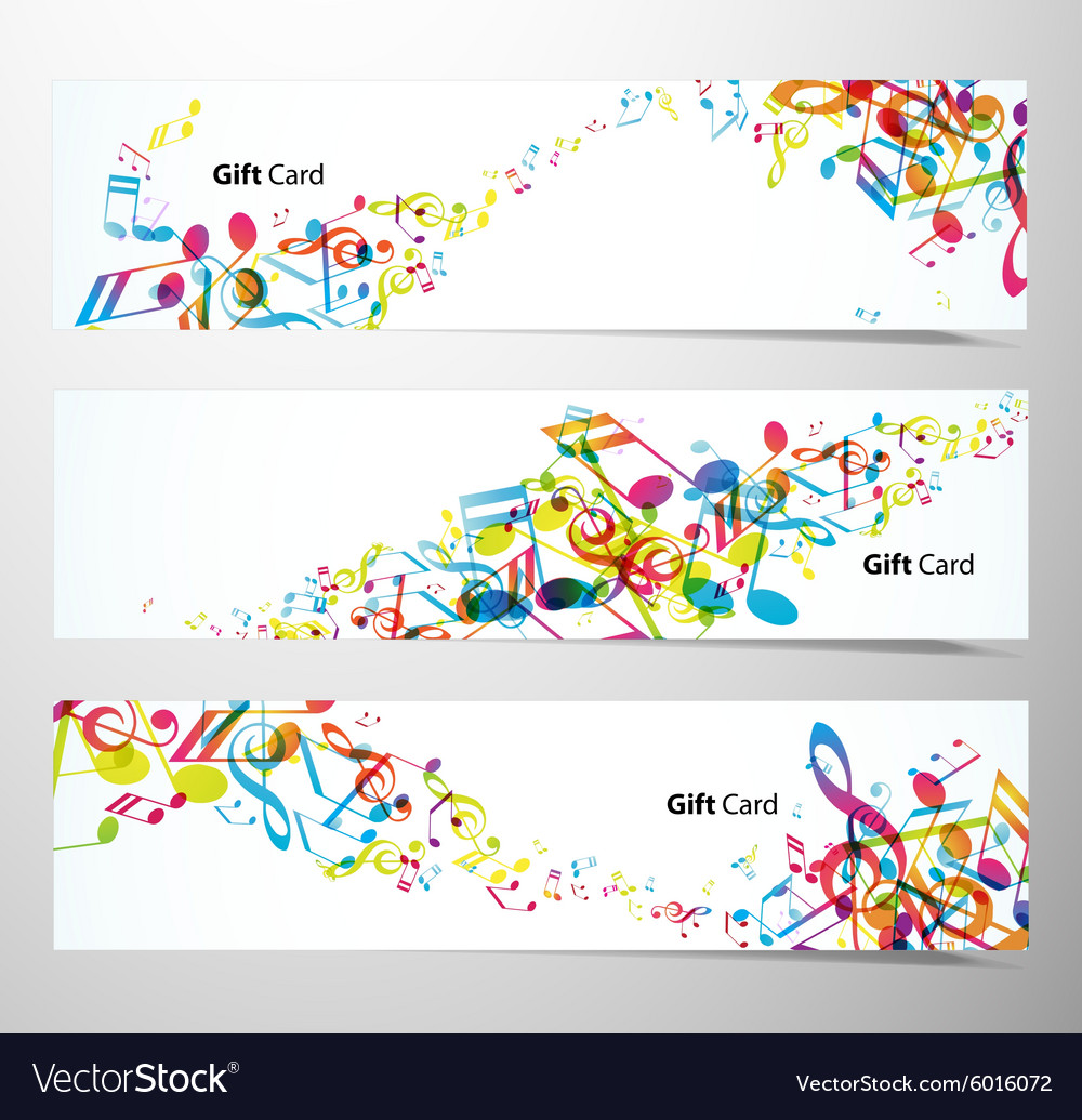 Set of website banners with colorful music notes