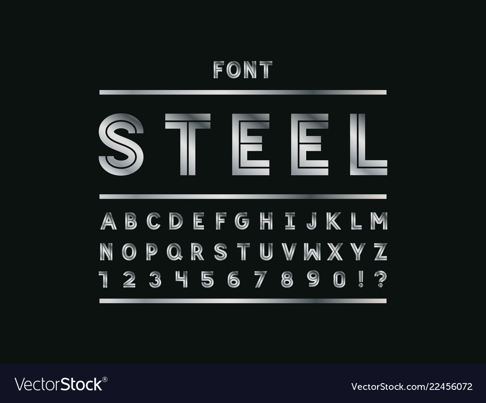 Steel font alphabet