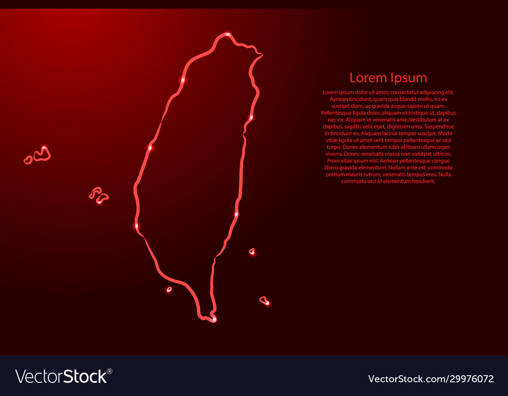 Taiwan map from contour red brush lines