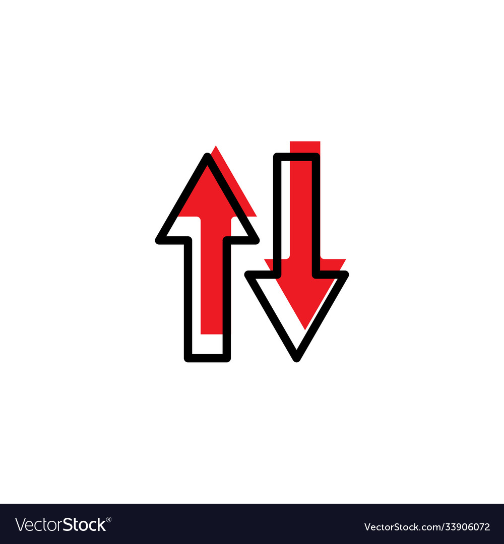 Two-way arrows up and down flat icon design vector image Two-way arrows up and down flat icon design