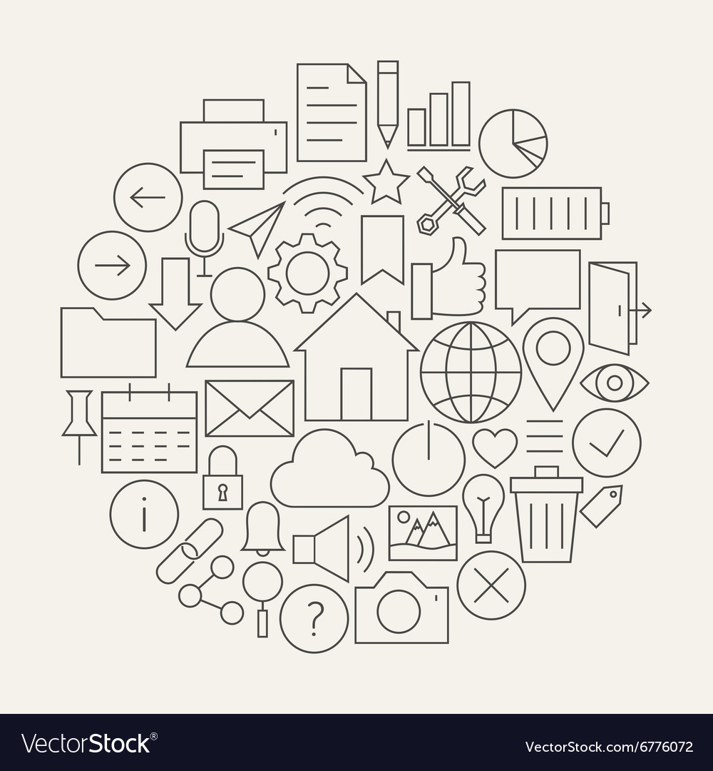 Universal web and mobile user interface line icons
