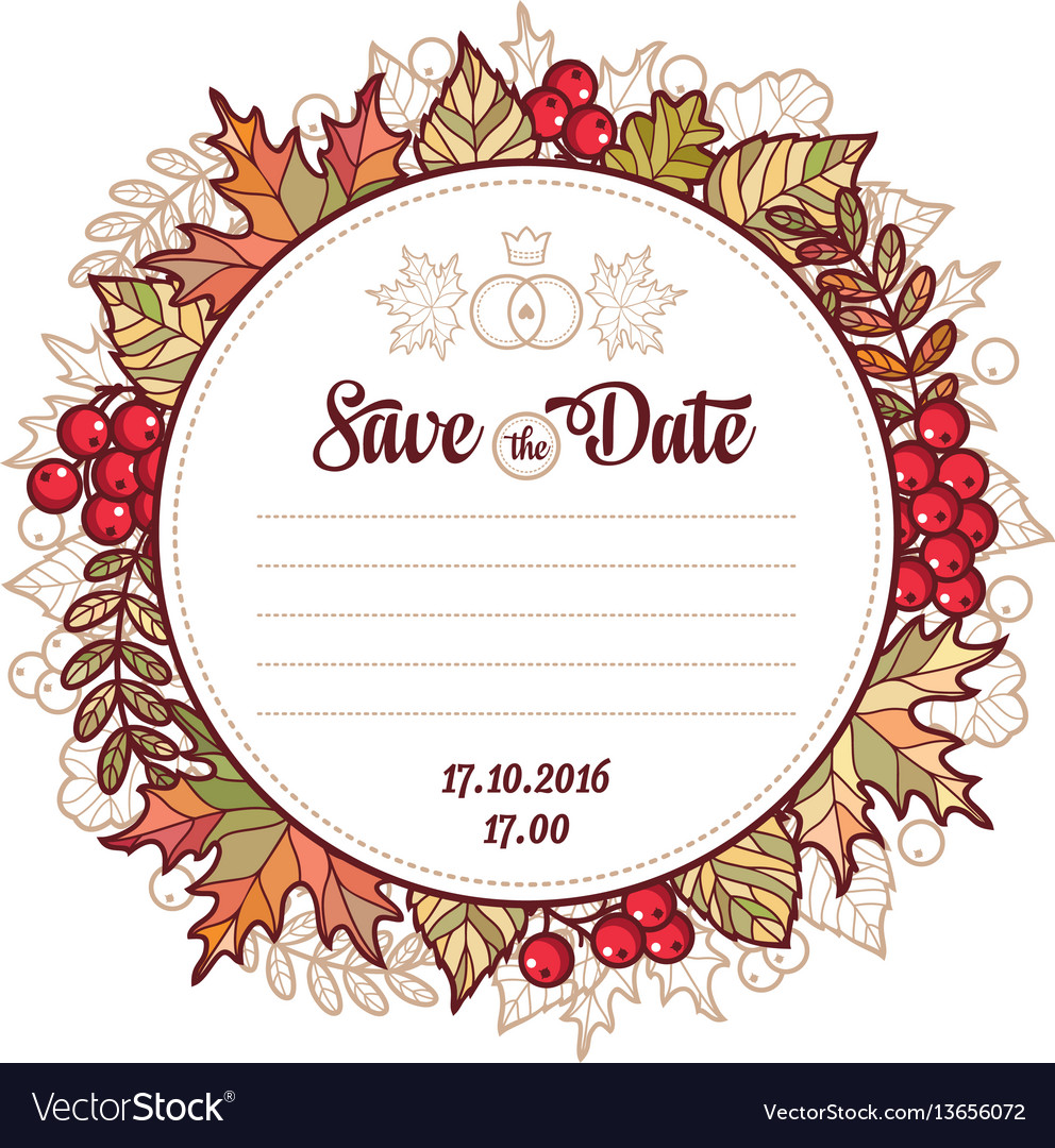 Wedding card template autumn background invitation