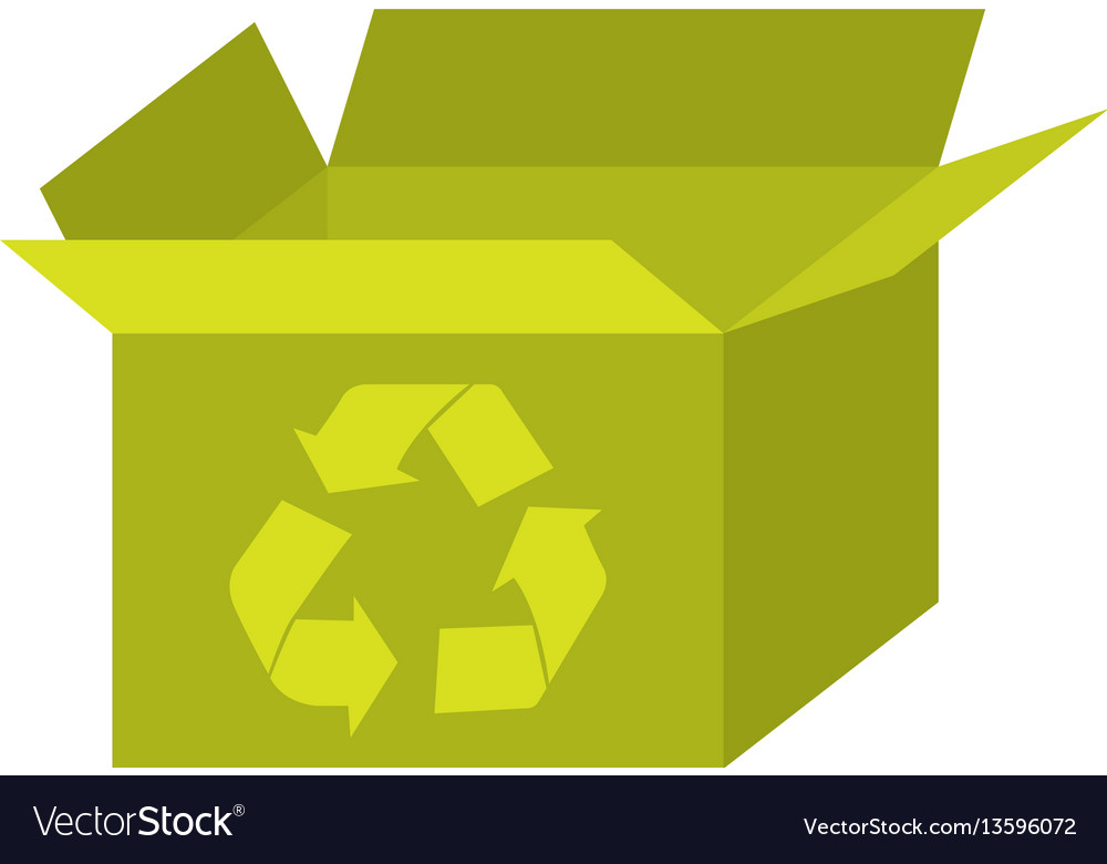 Yellow box open with recycle symbol icon