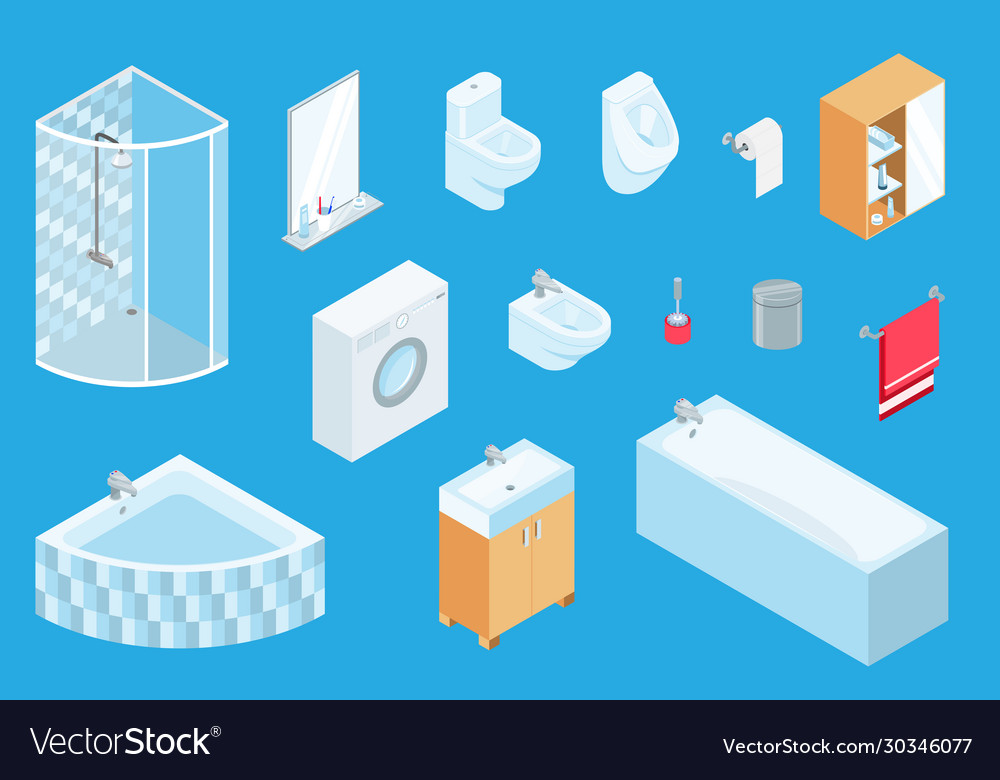 Badmöbel isometrische Konstrukteur vector image Badmöbel isometrische Konstrukteur