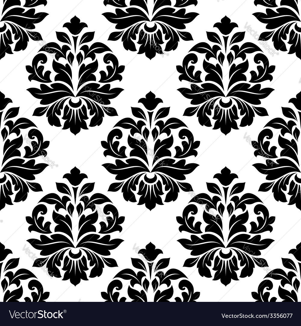 Download Black and white floral damask pattern Royalty Free Vector