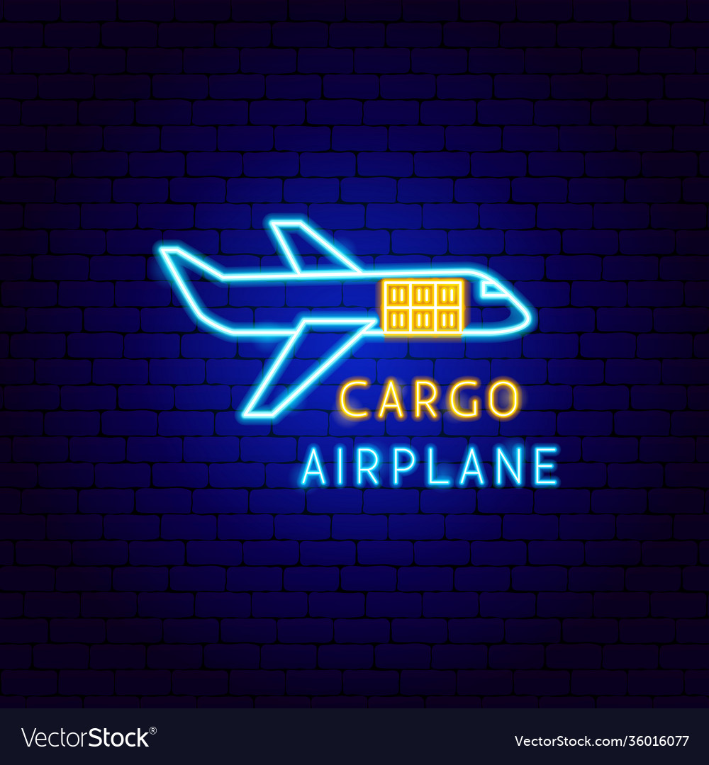 Cargo airplane neon label