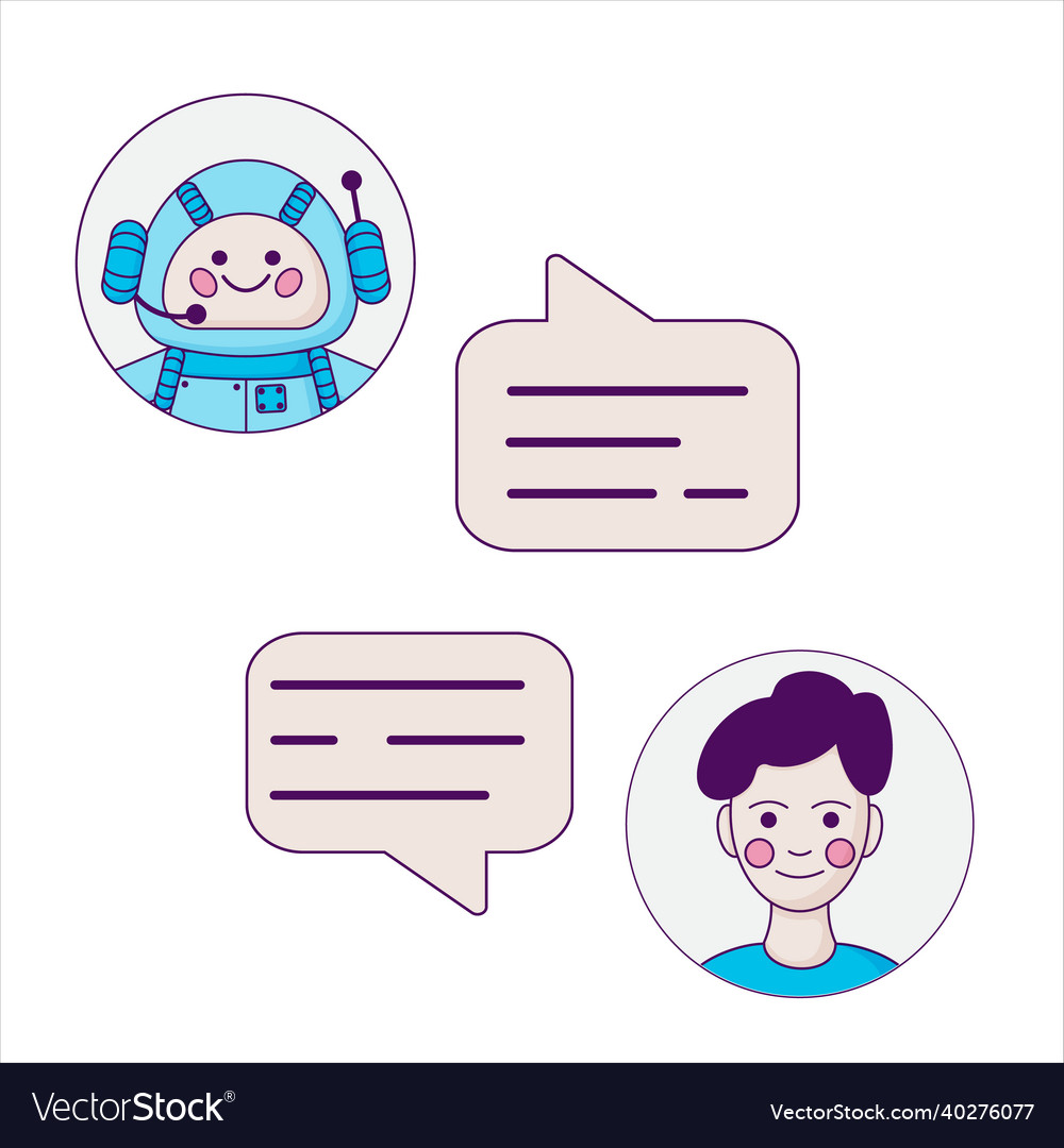 Chatbot Konzept Mann Chat mit Chat bot Vector Image Chatbot Konzept Mann Chat mit Chat bot