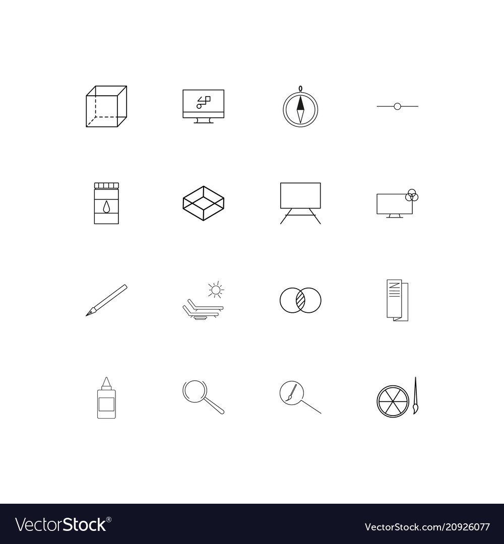 Creative process and design linear thin icons set