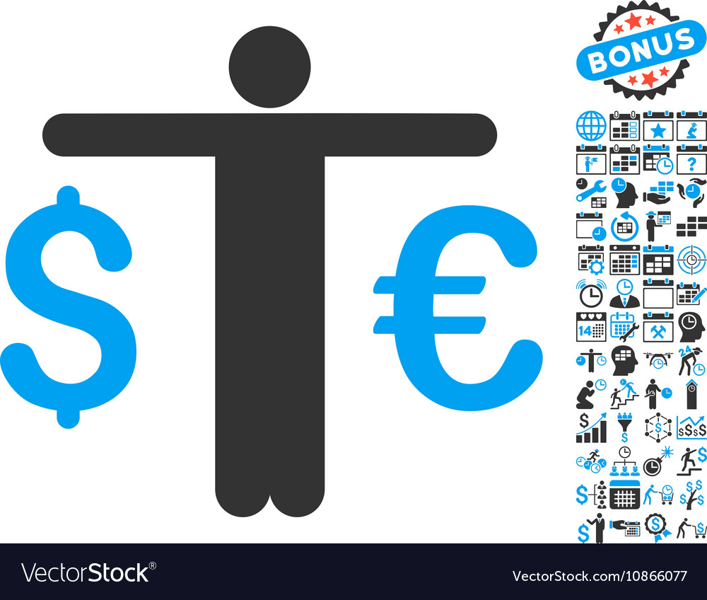 Currency trader flat icon with bonus