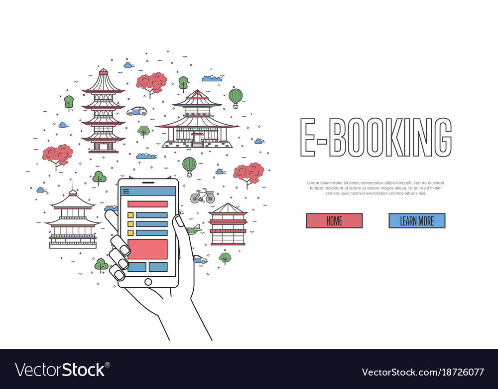 E-booking poster in linear style