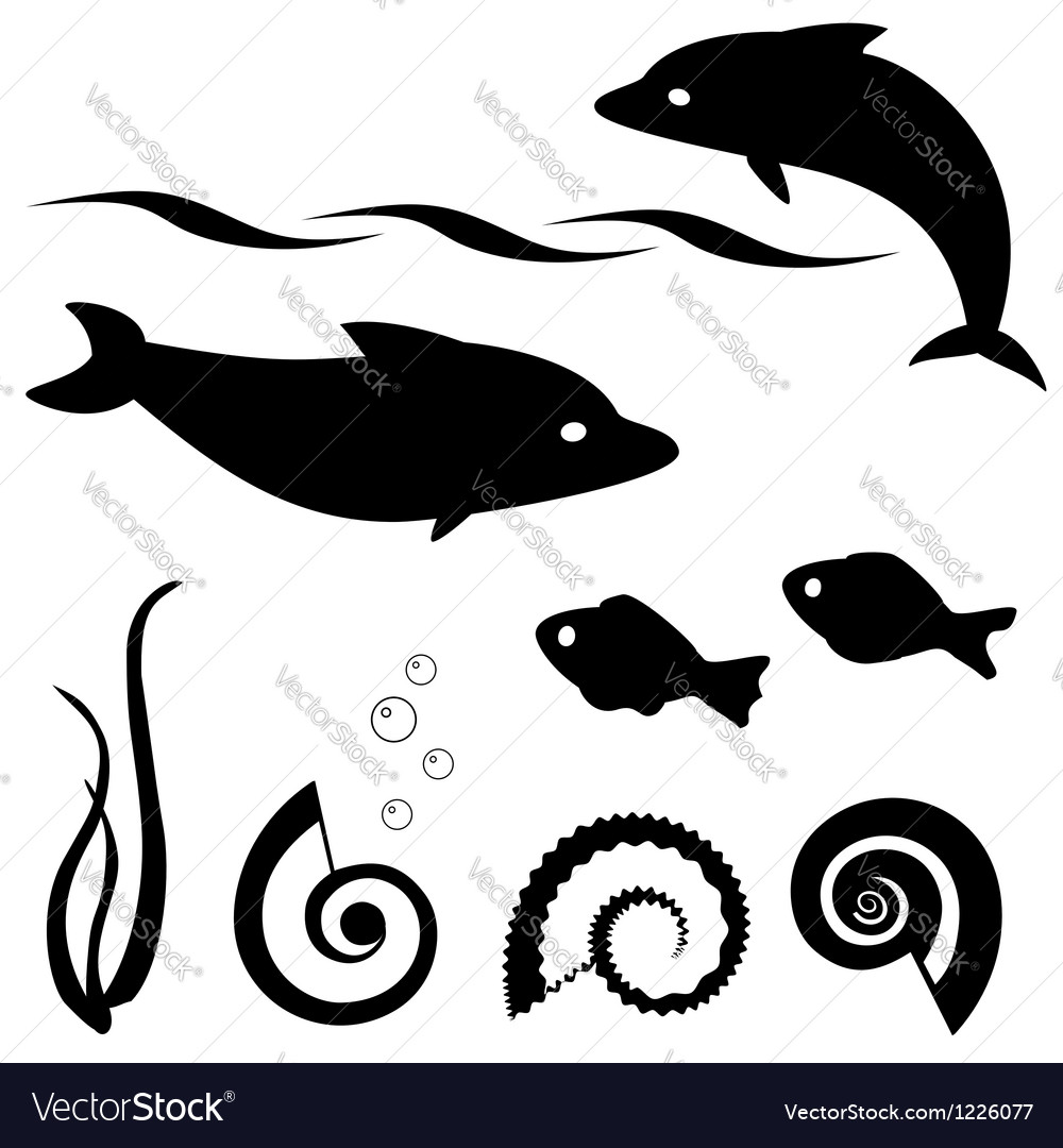 Download Fish silhouettes set 1 Royalty Free Vector Image