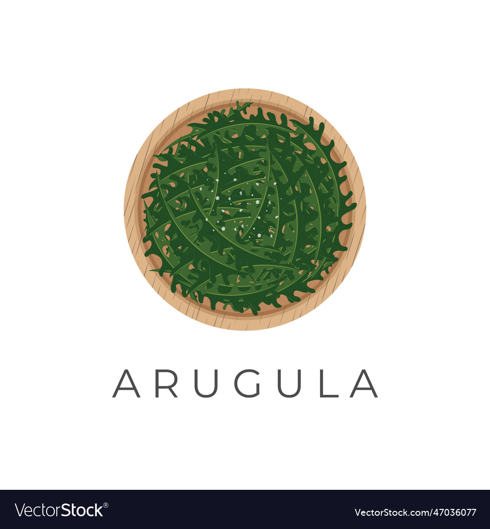 Fresh arugula in a wooden bowl