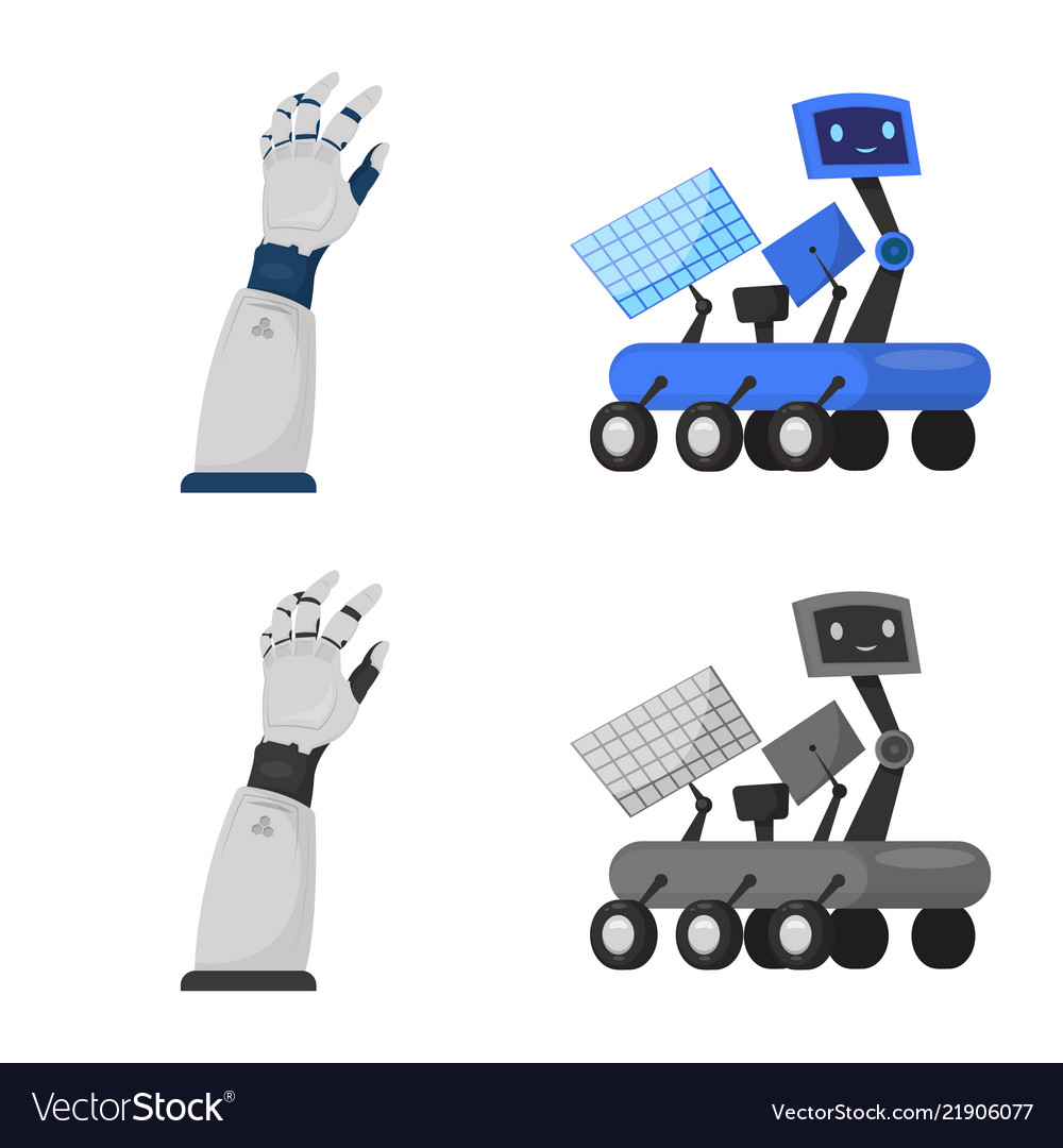 Isolated object of robot and factory logo vector image Isolated object of robot and factory logo
