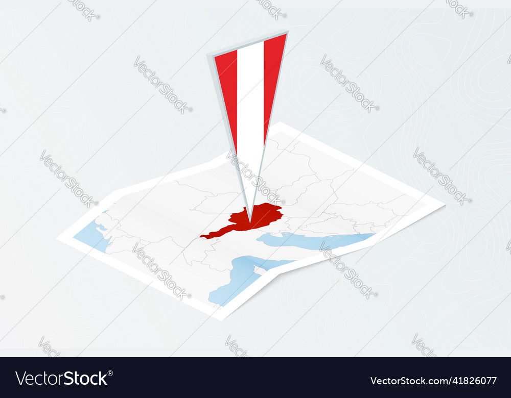 Isometric paper map of austria with triangular