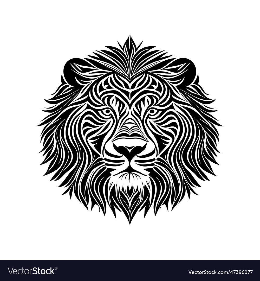 Lion head black and white icon vector image Lion head black and white icon
