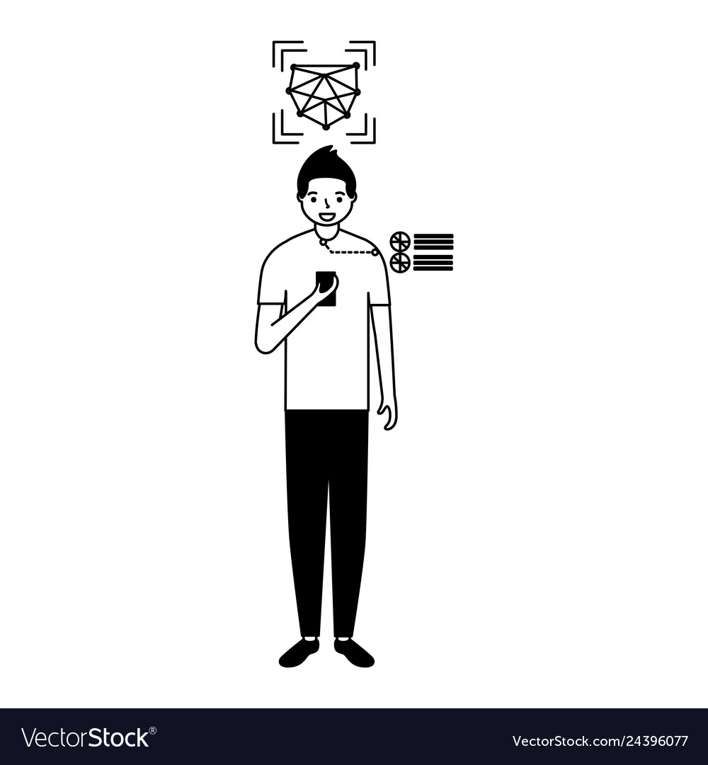 Man face scan Vector Image Man face scan