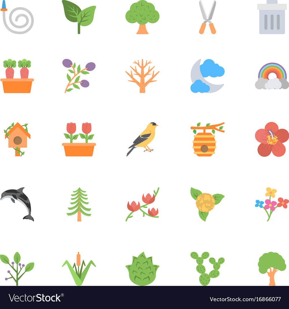 Nature and ecology flat colored icons 5