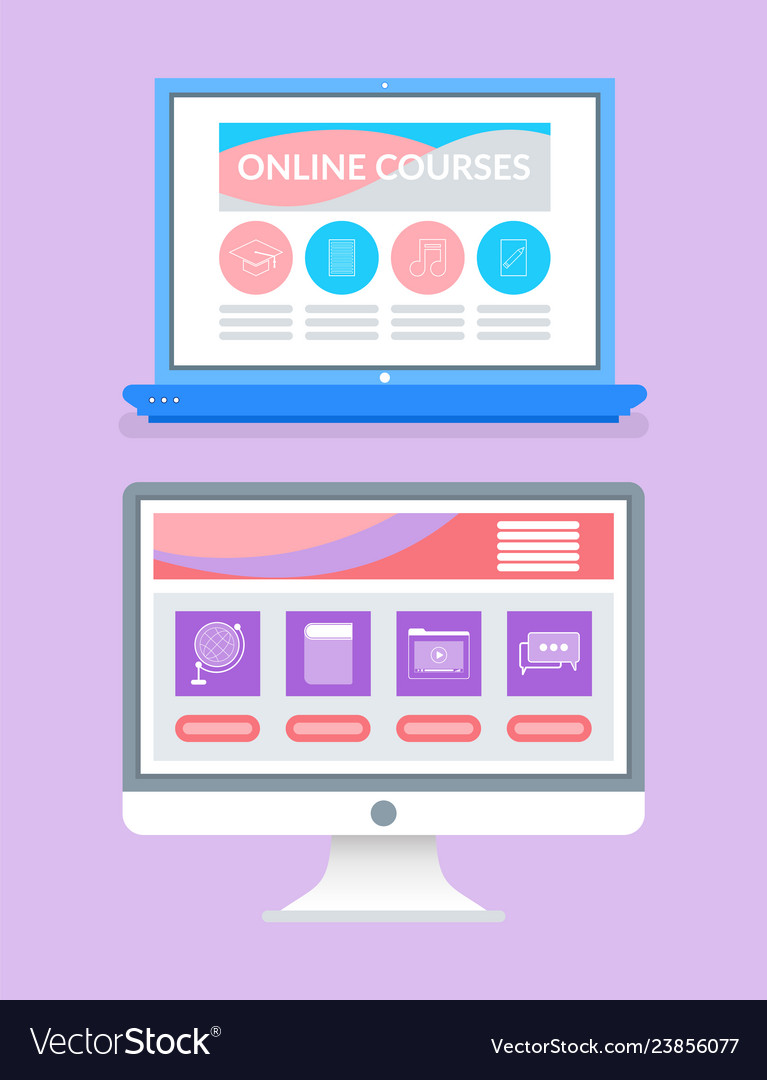 Online educational program internet pages set Vector Image