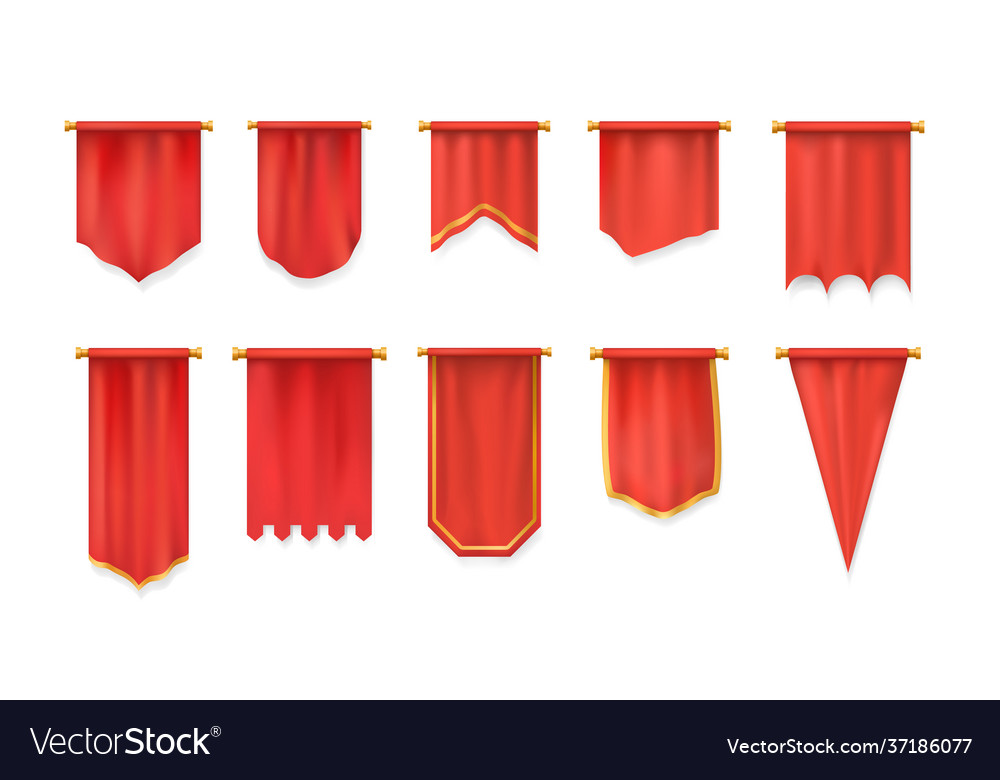 Realistische rote pennende textile Flagge heraldic