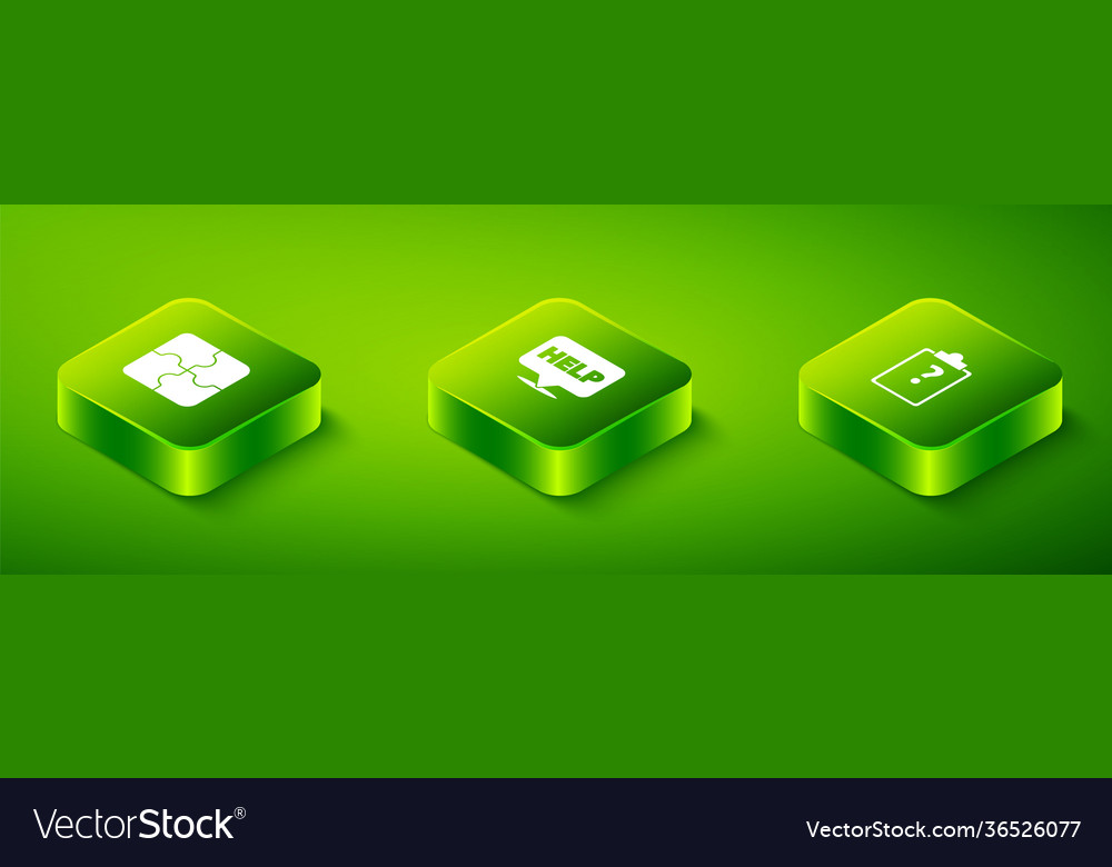 Set isometric speech bubble with text help
