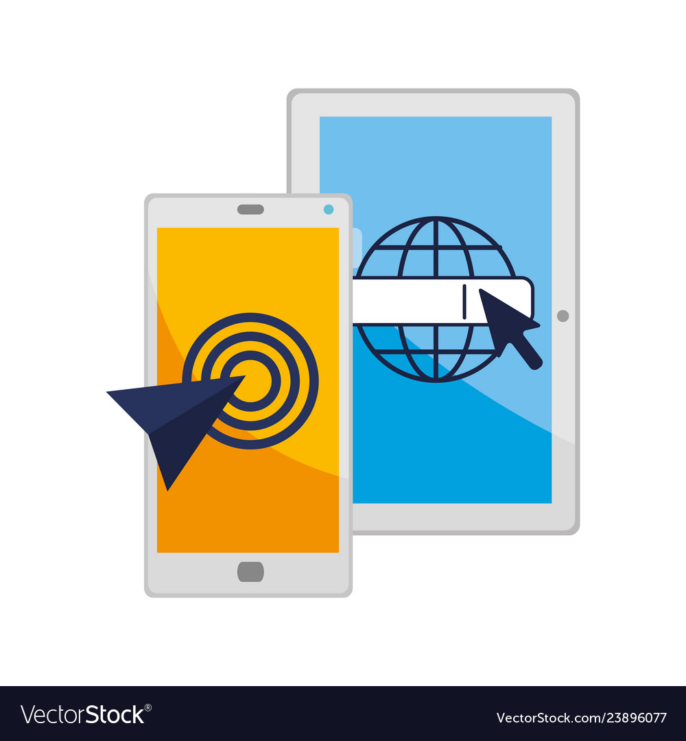 Smartphone with mouse cursor pointer Vector Image Smartphone with mouse cursor pointer