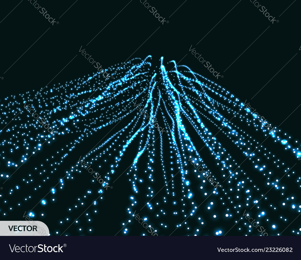 Array with dynamic emitted particles 3d glowing