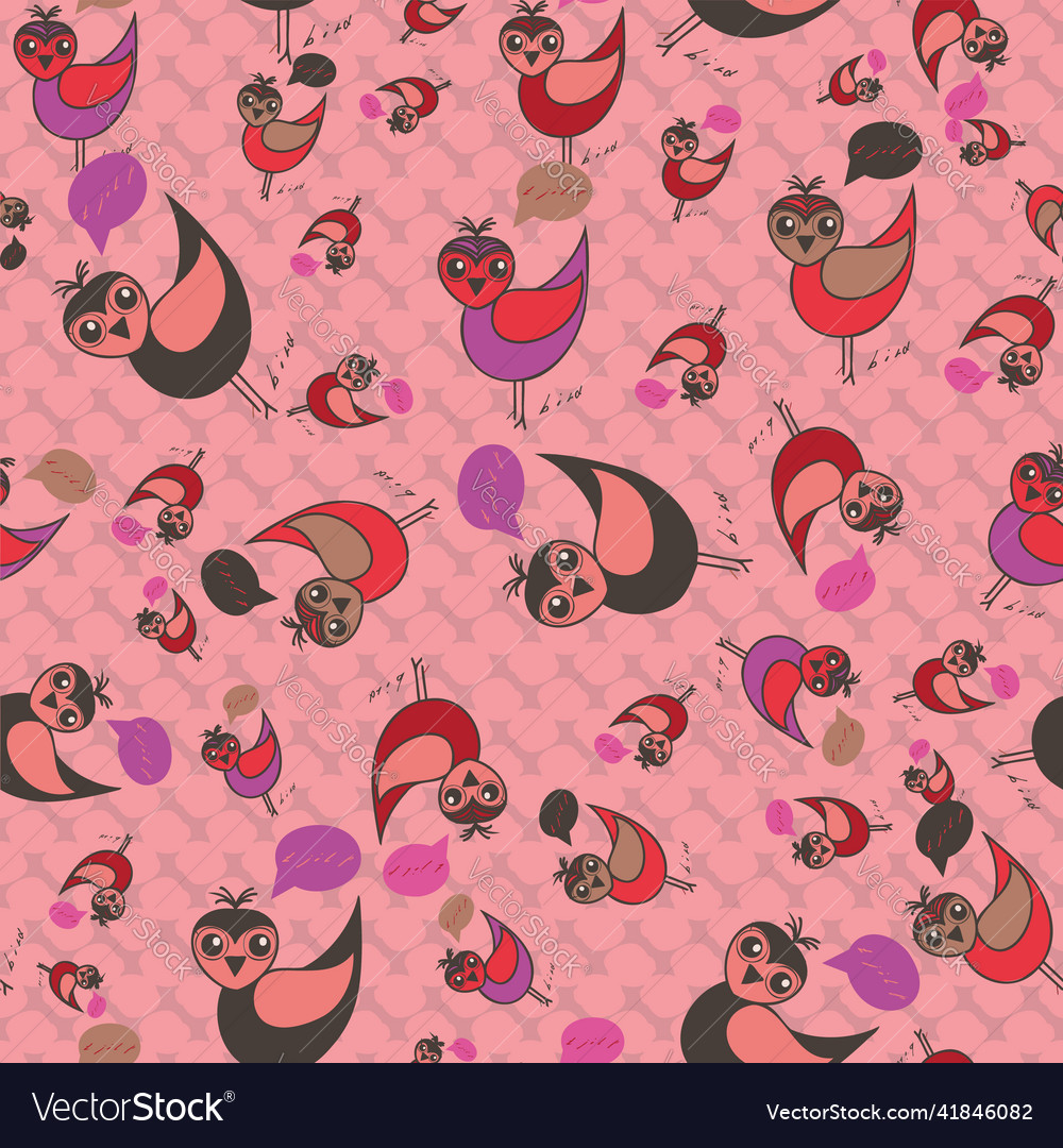 Birds with text seamless repeat pattern print